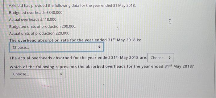  answer all Q please I Axle Ltd has provided the following