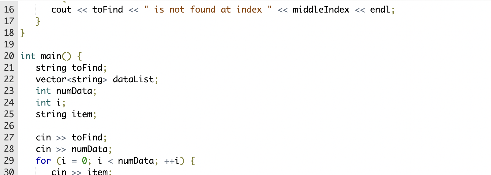 read from input. Then, numData alphabetically sorted strings are read from input