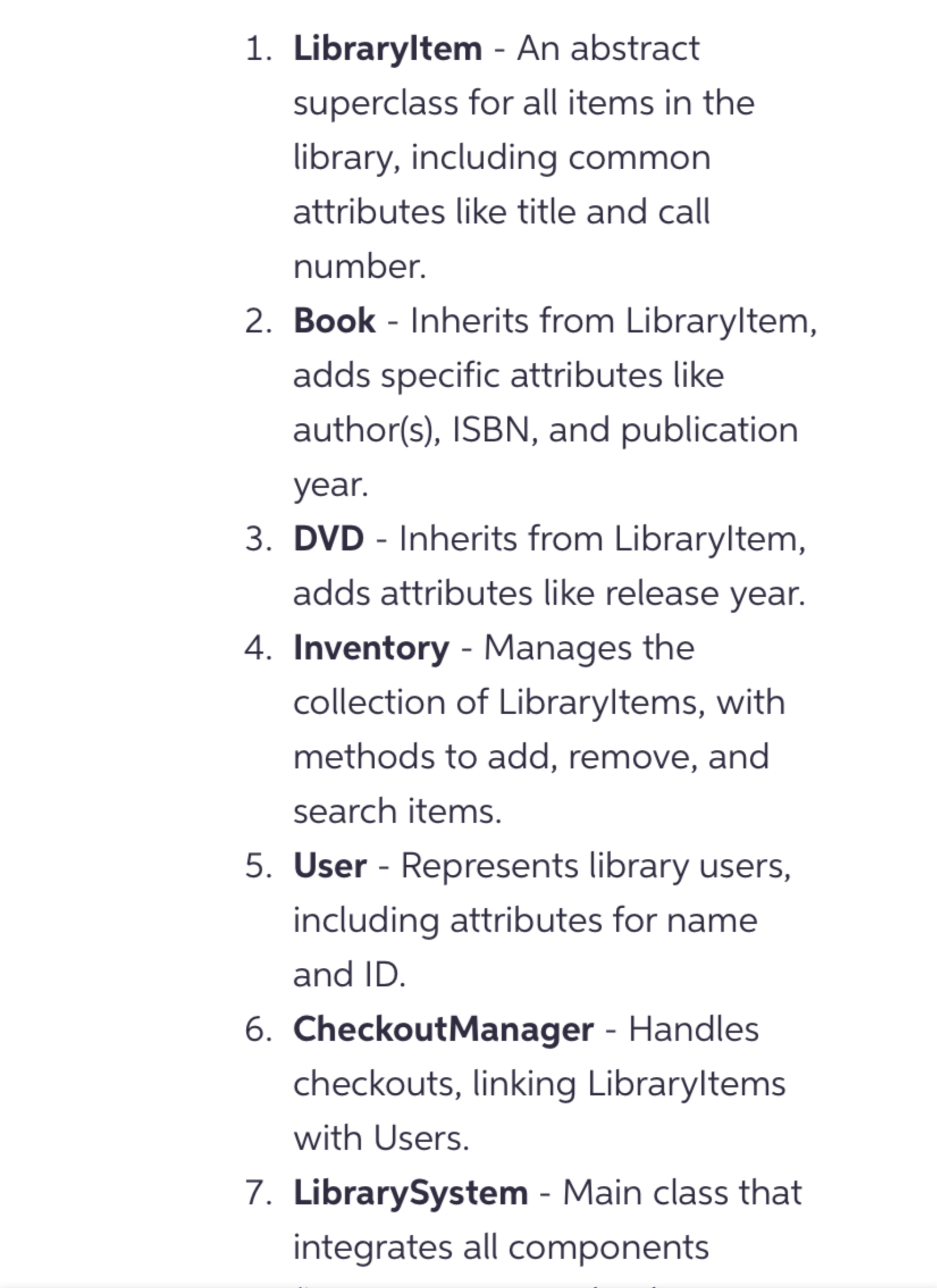  Question- Create(draw) a UML class diagram for the following discription Libraryltem