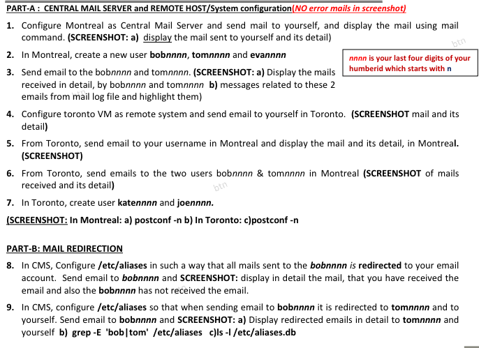  PART-A: CENTRAL MAIL SERVER and REMOTE HOST/System configuration(NO error mails in