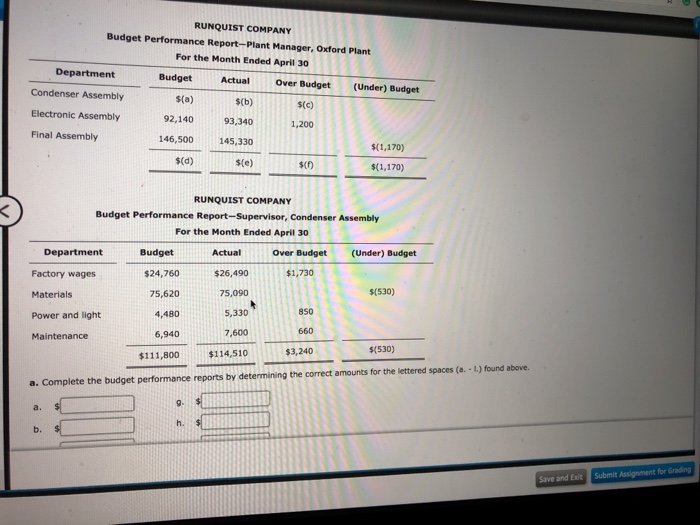 for Runquist Company, a manufacturer of air conditioners, are provided below RUNQUIST
