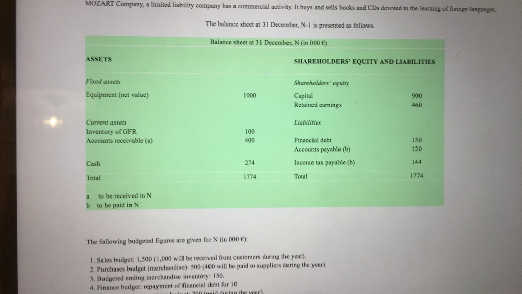  Please do balance sheet, income statement and cash flow statement for