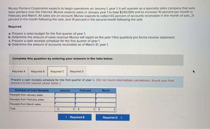 pointers over the Internet. Munoz expects sales in January year 1 to