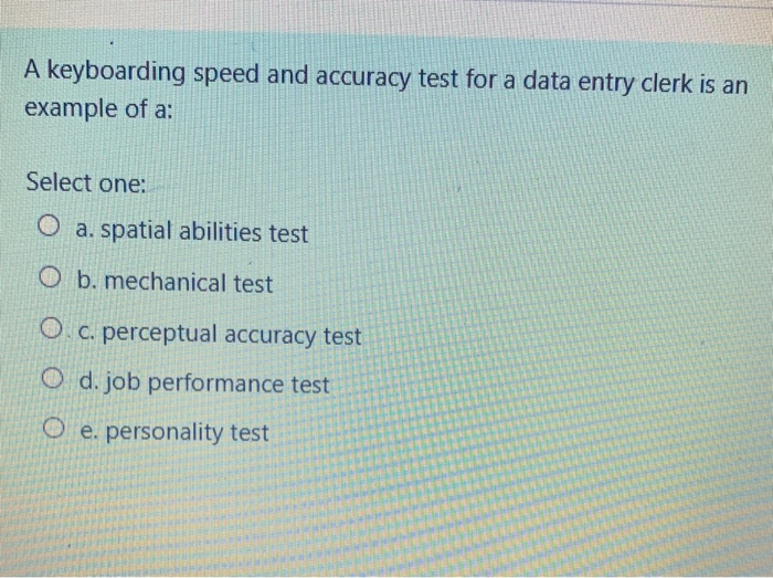  A keyboarding speed and accuracy test for a data entry clerk