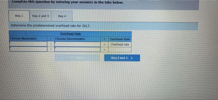 established its predetermined overhead rate for jobs produced during 2017 by using