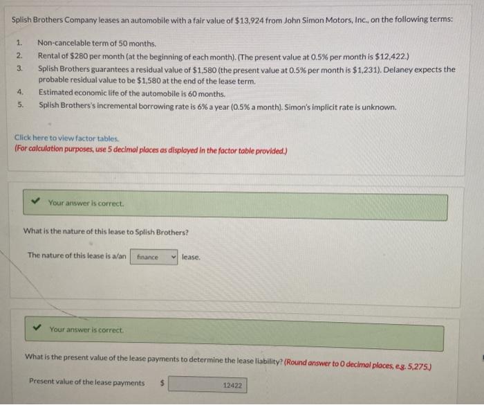  i need help finding the last part "PV lease payments" Splish