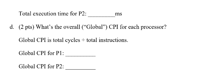 instructions can be divided into four classes according to their CPI. They