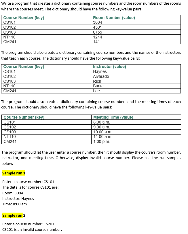  Please answer the question using PYTHON. Write a program that creates