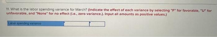 positive values.) 15. What is the variable overhead efficlency variance for March?