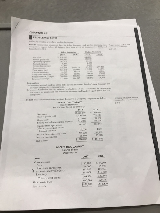  accounting principles 13 CHAPTER 18 PROBLEMS: SETB c 31201 25 97512.410