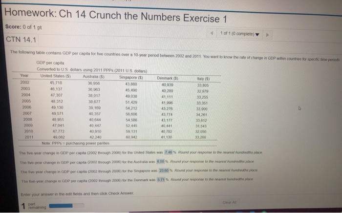  Homework: Ch 14 Crunch the Numbers Exercise 1 Score: 0 of