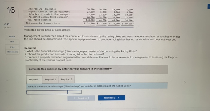 my work Exercise 12-2 Dropping or Retaining a Segment (LO12-2] The Regal