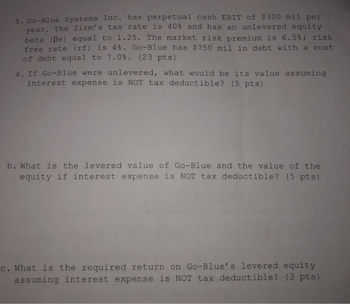  Where do I begin? 5. Go-Blue Systems Inc. has perpetual cash