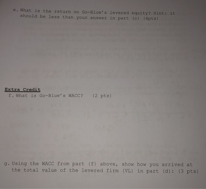 and has an unlevered equity beta (e) equal to 1.25. The market