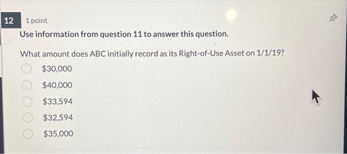 ABC 's 12/31/19 comprehensive entry related to this lease 1 point Use