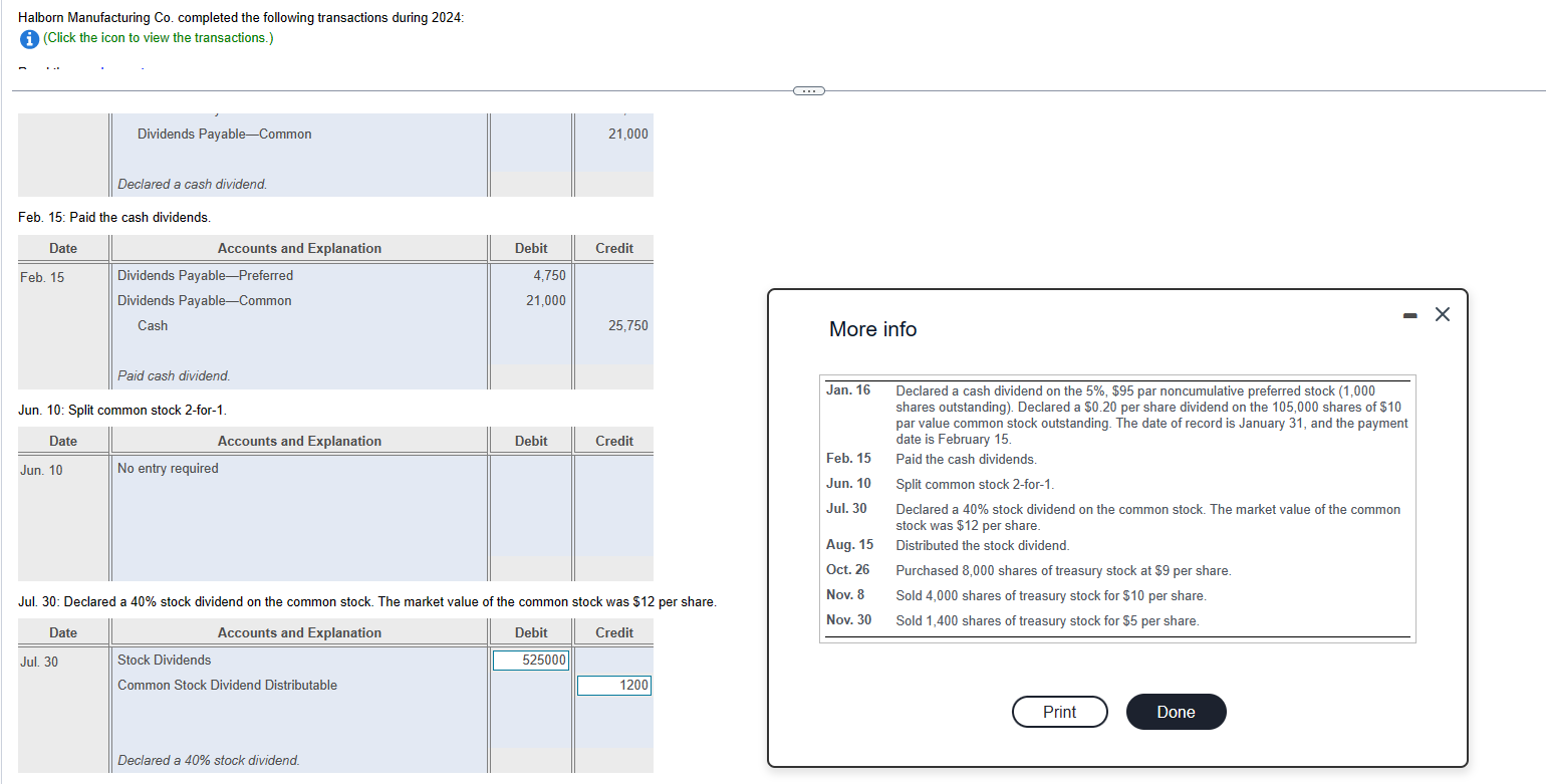 transactions during 2024: (Click the icon to view the transactions.) leave the