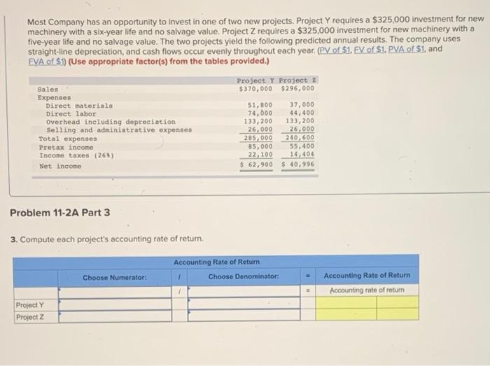 to the questions displayed below) Most Company has an opportunity to invest