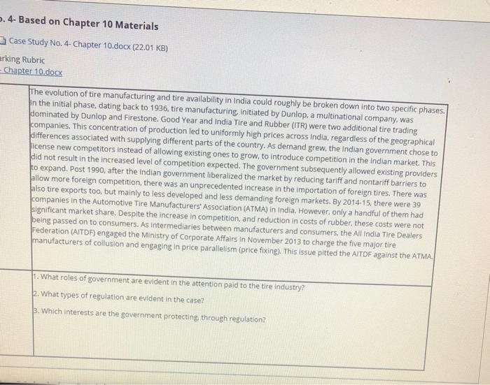  5.4. Based on Chapter 10 Materials Case Study No. 4- Chapter