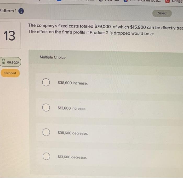 Brevard Industries produces two products, Information about the products is as follows: