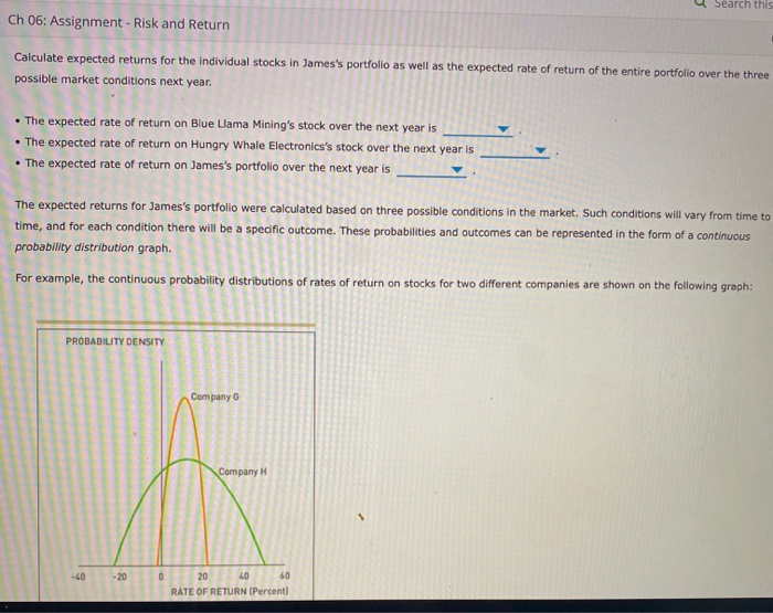 Statistical measures of standalone risk Remember, the expected value of a probability