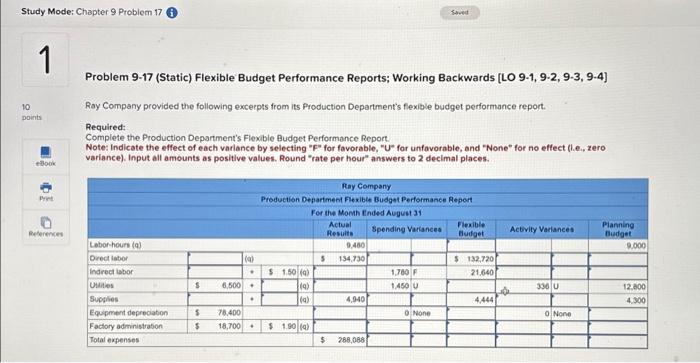  Study Mode: Chapter 9 Problem 17 i 1 10 points eBook