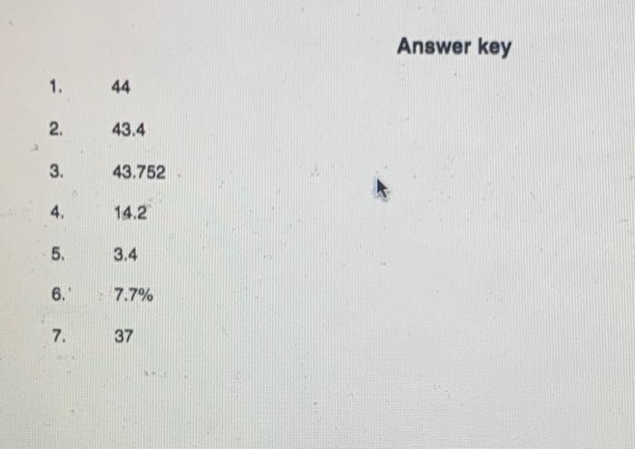 the answer IN EXCEL please!!! Using the numbers in the chart below,