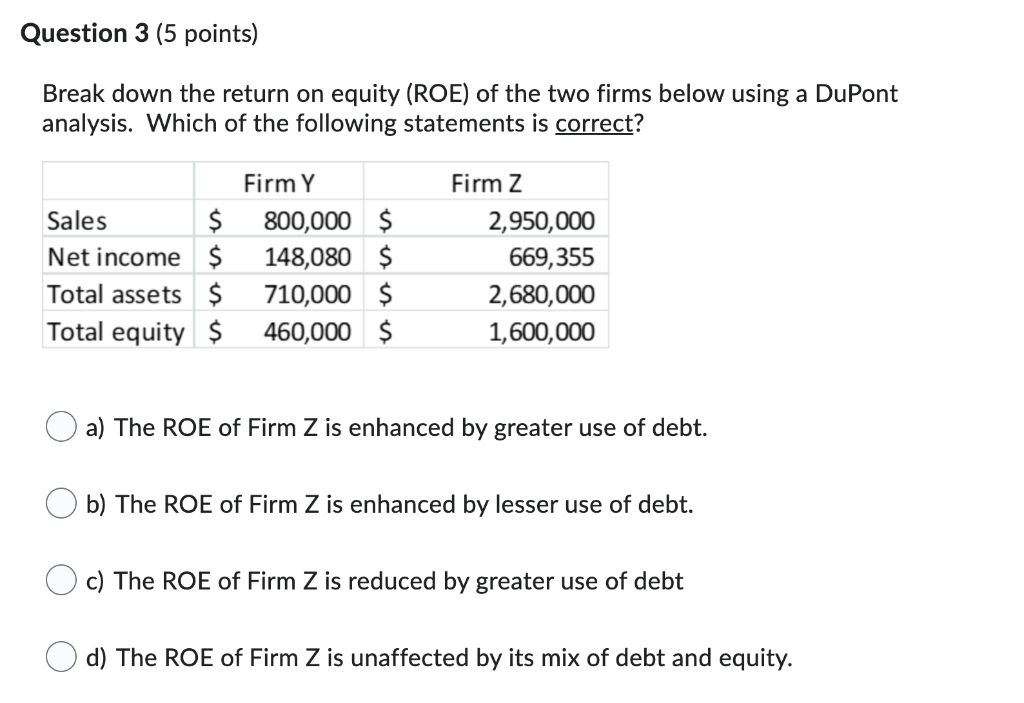 Break down the return on equity (ROE) of the two firms