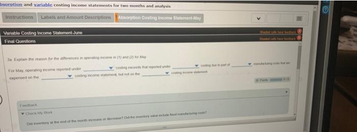 for the differences in operating income in (1) and (2) for May
