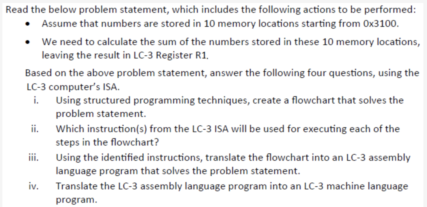  Read the below problem statement, which includes the following actions to