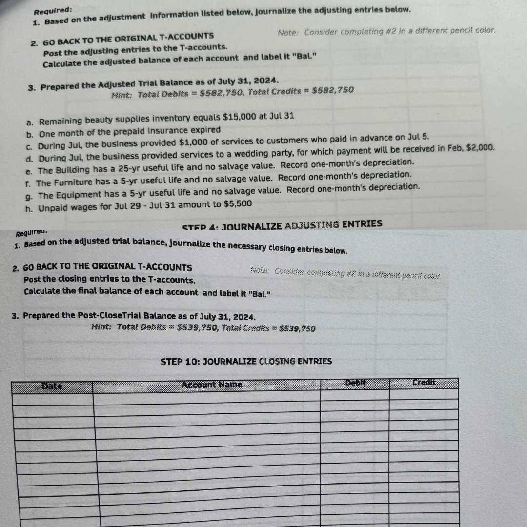  Required: Based on the adjustment information tisted below, journalize the adjusting