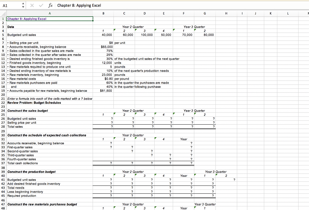  V Chapter 8: Applying Excel A1 1 Chapter 8: Applying Excel