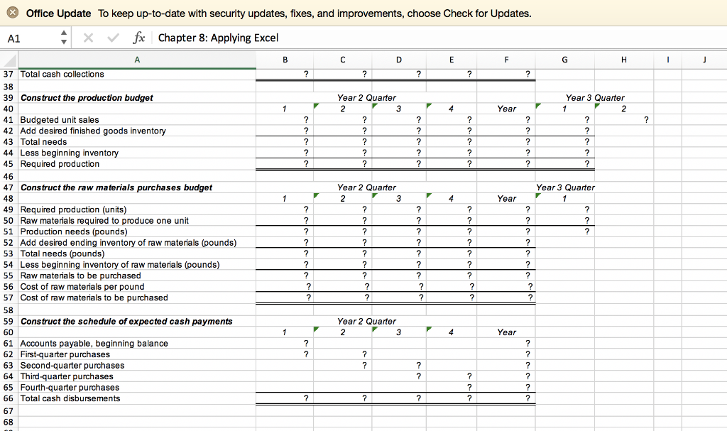 3 Data 5 Budgeted unit sales Year 2 Quarter Year 3 Quarter