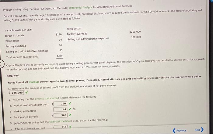  just need the chart for #6 Product Pricing using the Cost-Plus