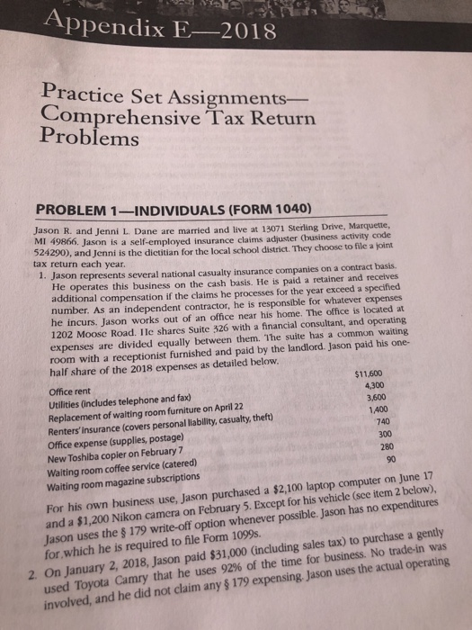  how to do income tax for busines Appendix E-2018 Practice Set