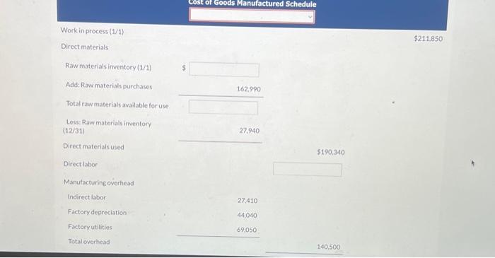 help Work in process (1/1) Direct materials Raw materials imventory (1/1) Add: