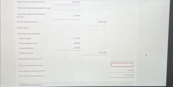 Raw materials purchases Total raw materials available for use. Less: Raw materials