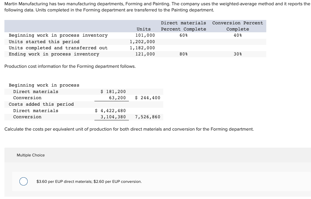 PLEASE ANSWER BOTH QUESTIONS 1. 2. Martin Manufacturing has two manufacturing departments,