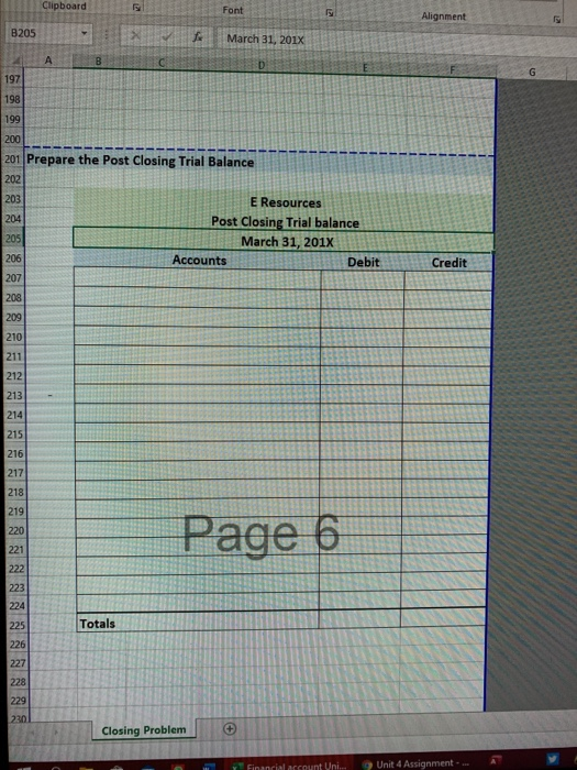 draw & 3. Prepare a post closing trial balance 9 10 TRIAL