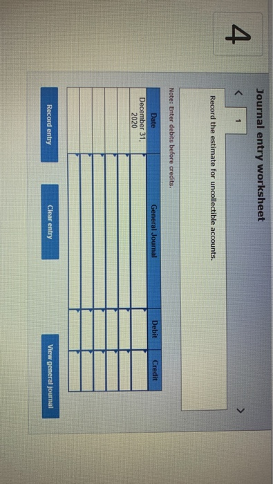 2020, are shown below for Demron Servicing 4 Account Accounts receivable Allowance