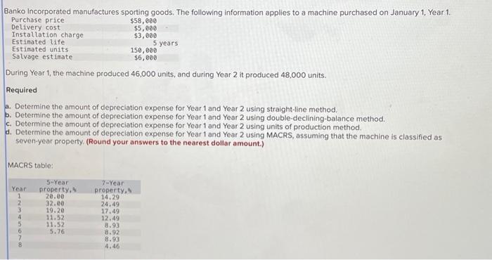  During Year 1 , the machine produced 46,000 units, and during