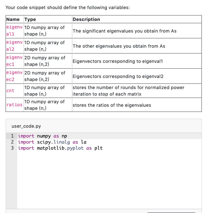 you are given As, a numpy array of shape n x 2