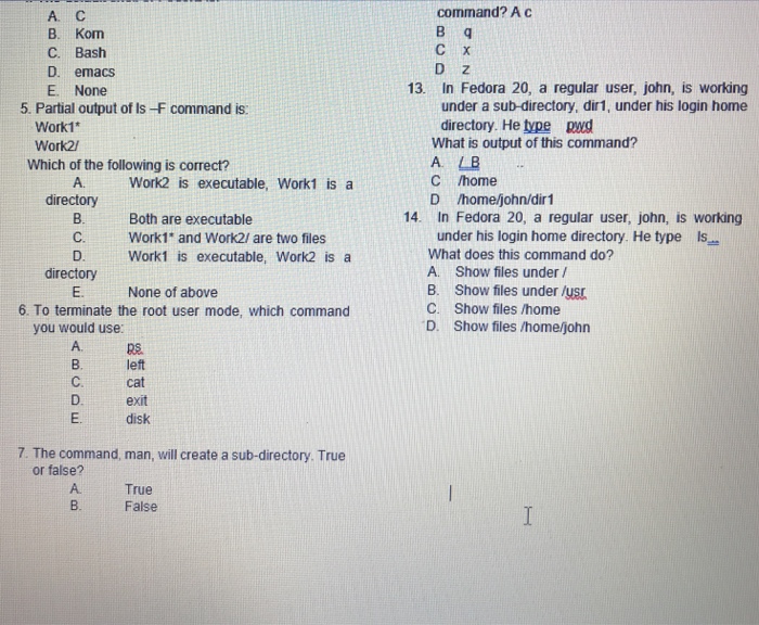 directory A. B. C. present D. current 1. Which of these is