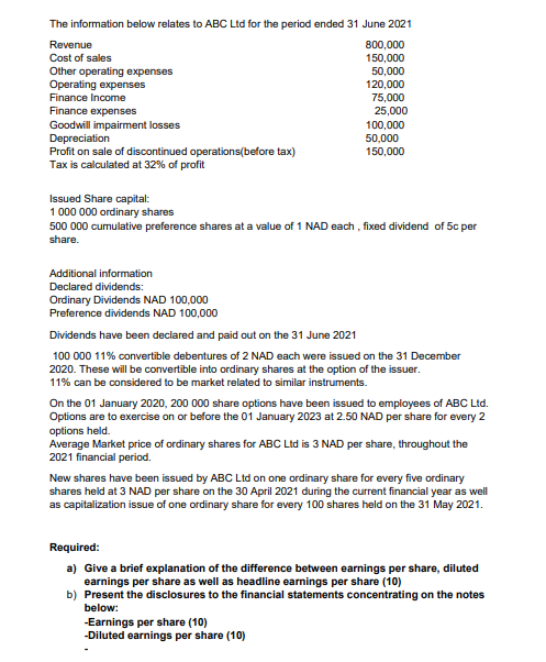Accounting Assignment 2 Question 1 The information below relates to ABC Ltd