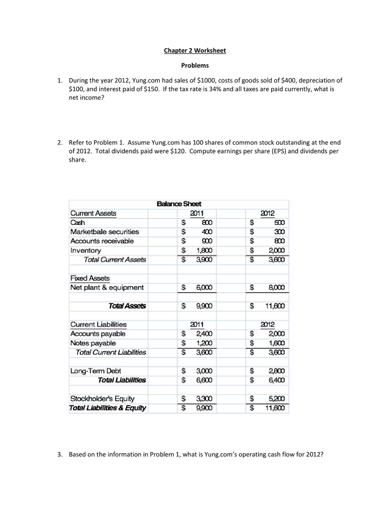  Just questions 5 & 7 Chapter 2 Workshee Problems During the