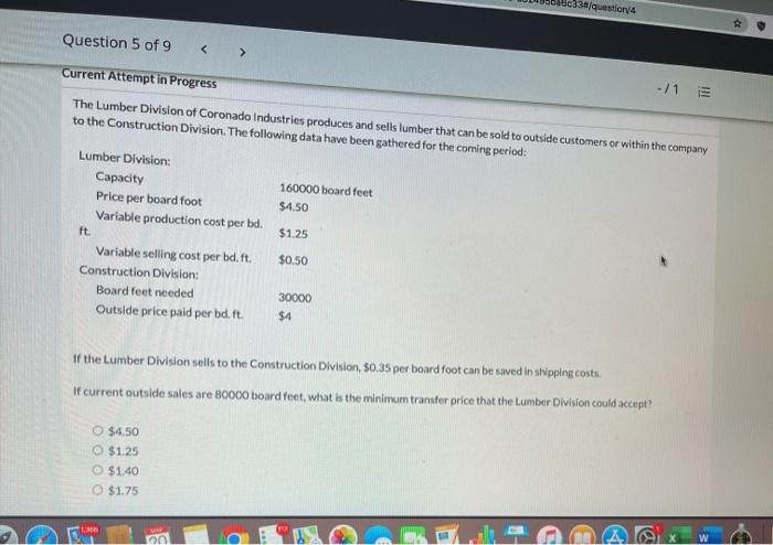  233/question Question 5 of 9 Current Attempt in Progress -/1 i