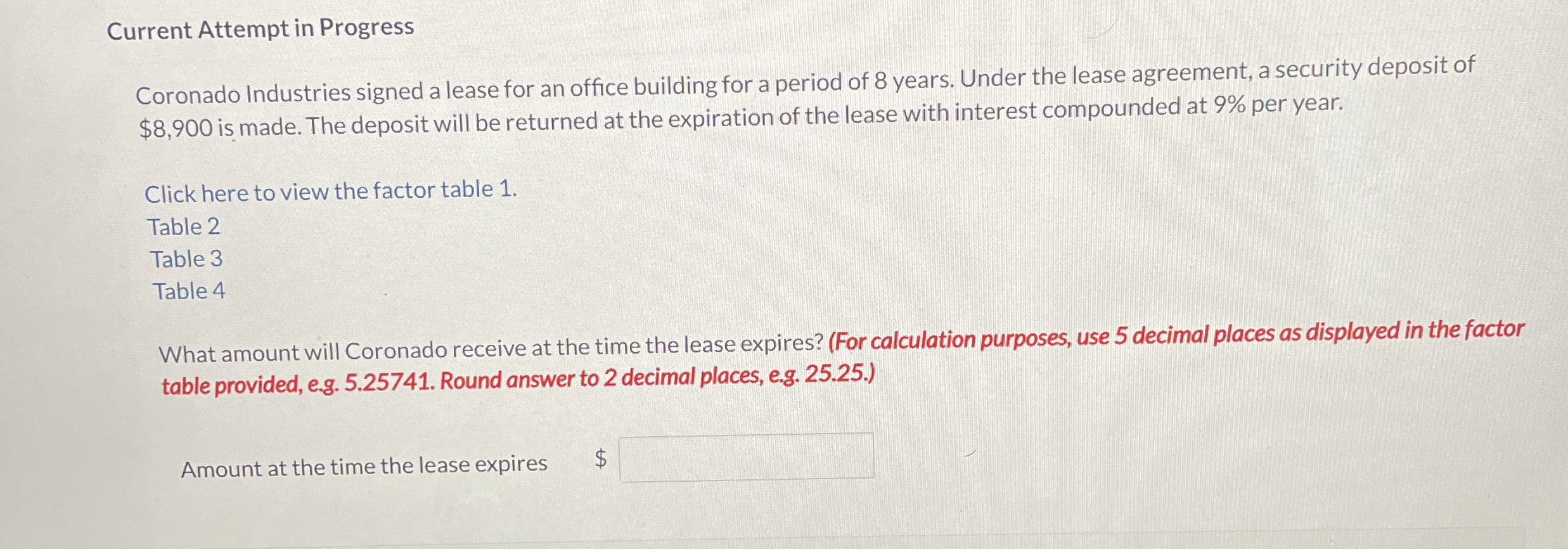  Current Attempt in Progress Coronado Industries signed a lease for an