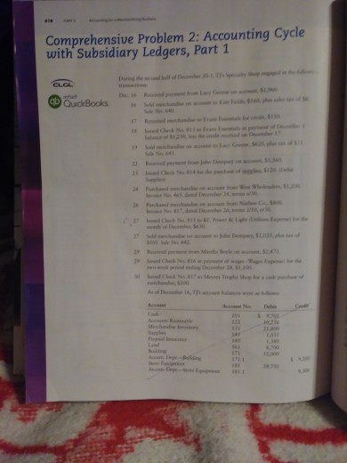  comprehensive problem 2 accounting cycle with subsidiary ledgers part 1 Comprehensive