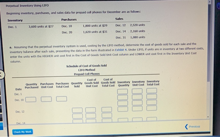  Perpetual Inventory Using UFO Beginning inventory, purchases, and sales data for