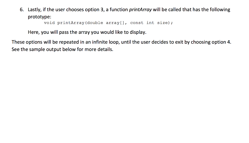 set of desired real number values to store in an array, and