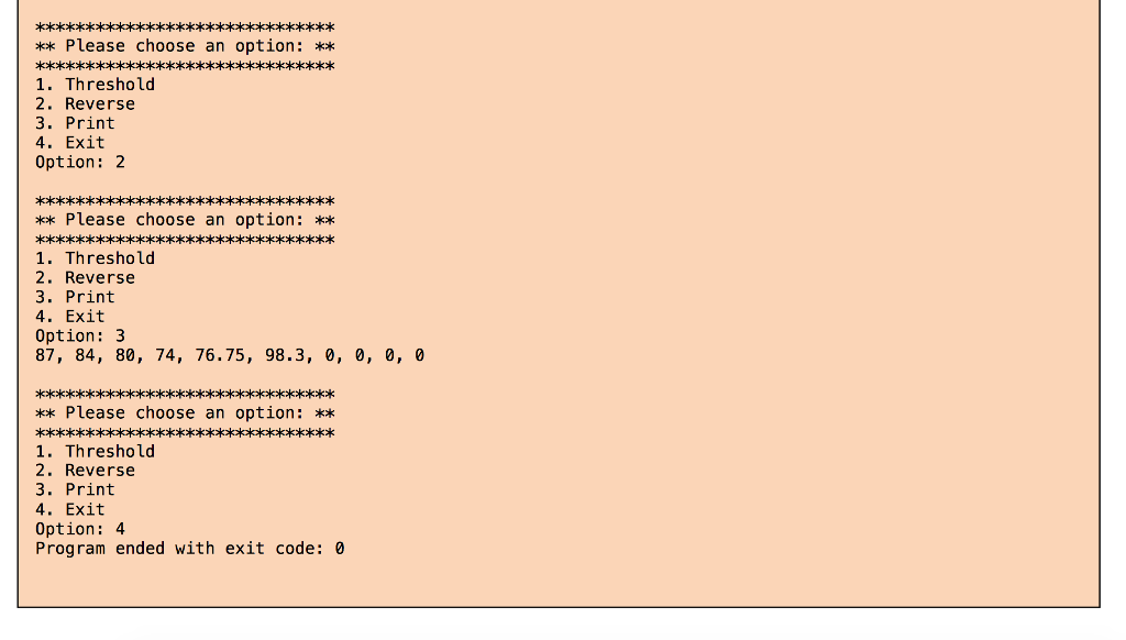 size 10 in the main. 2. Create a function responsible for populating